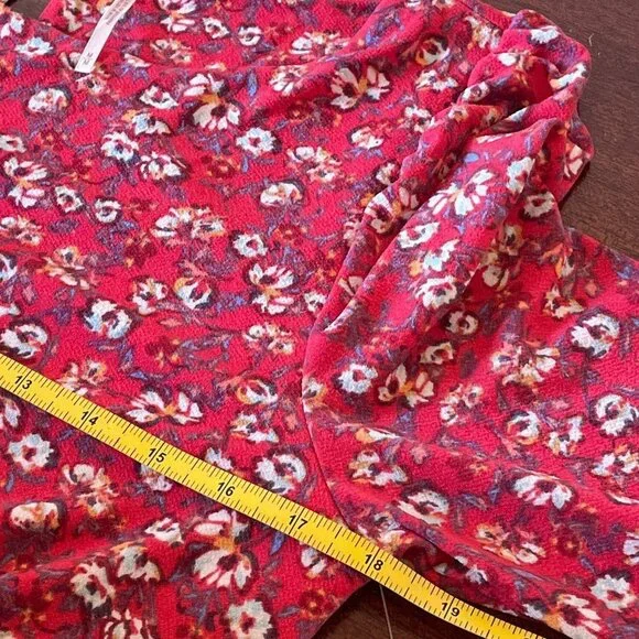 Free People Red Say Hello Floral Mini Dress SZ M Modern Boho - Picture 9 of 14